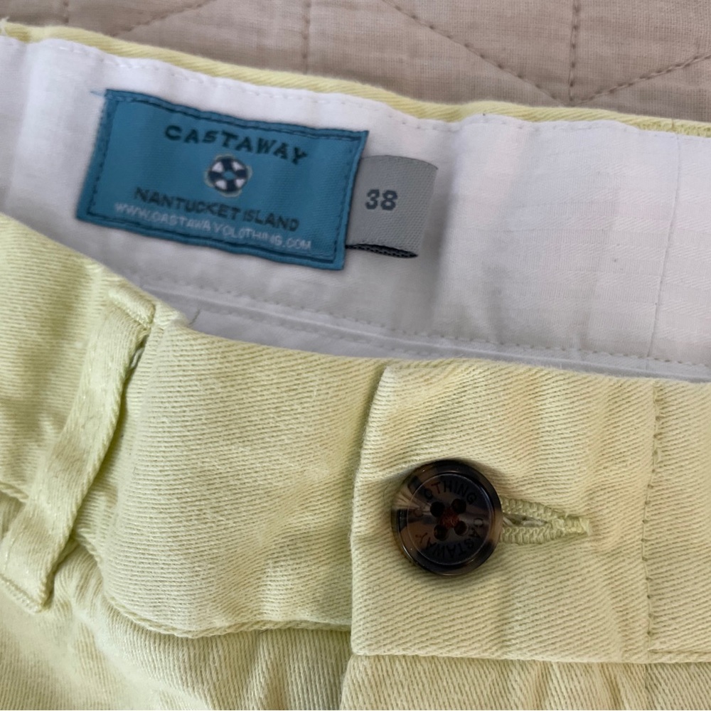 CASTAWAY NANTUCKET ISLAND CISCO SHORT STRETCH TWILL NEON YELLOW Size 38 $89.50 - Picture 8 of 8